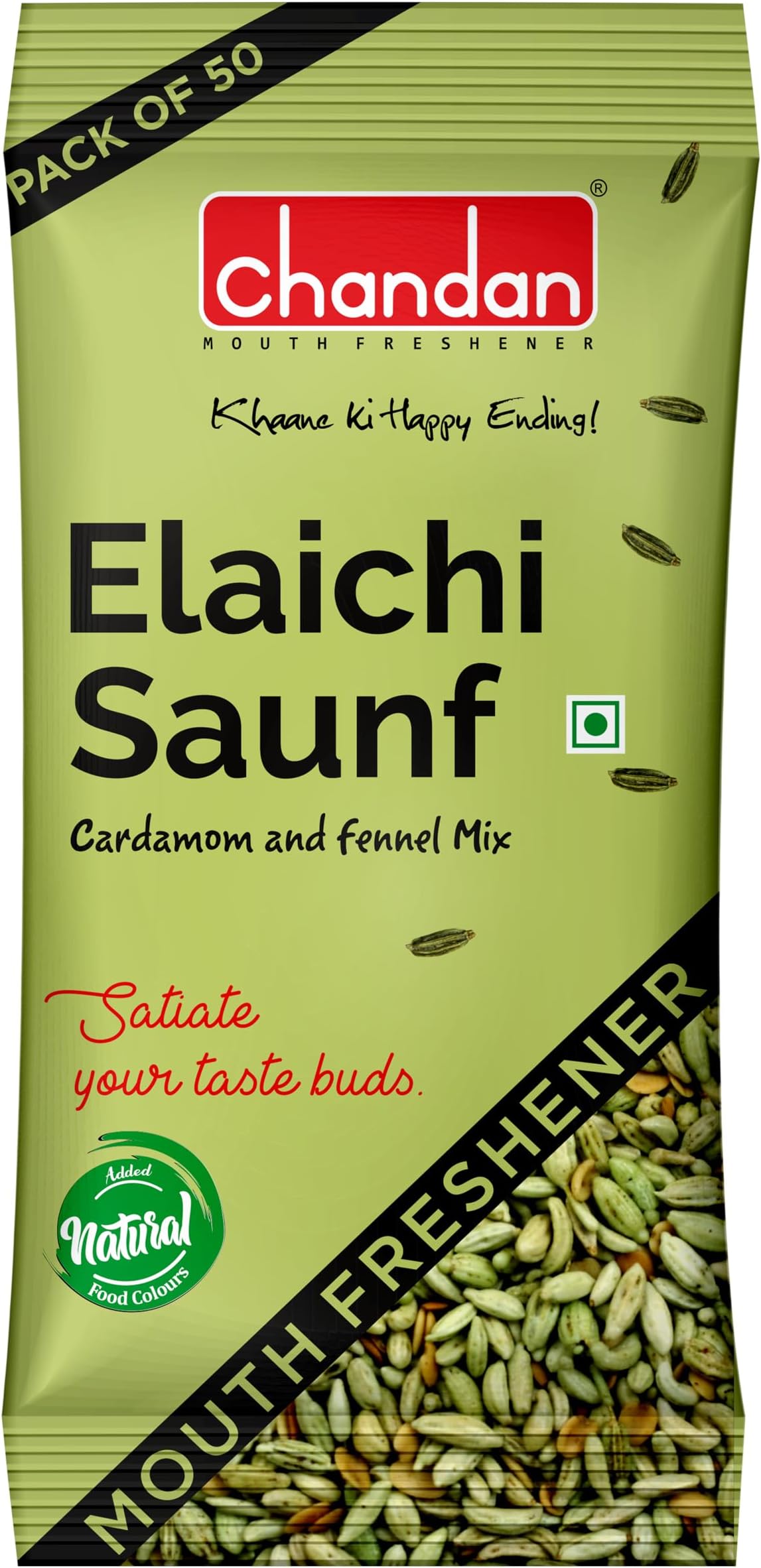 Chandan Mouth Freshener Elaichi Saunf 50 Sachets | Rich in Anti-Oxidants And A Delicious Mukhwas (Pack of 4)