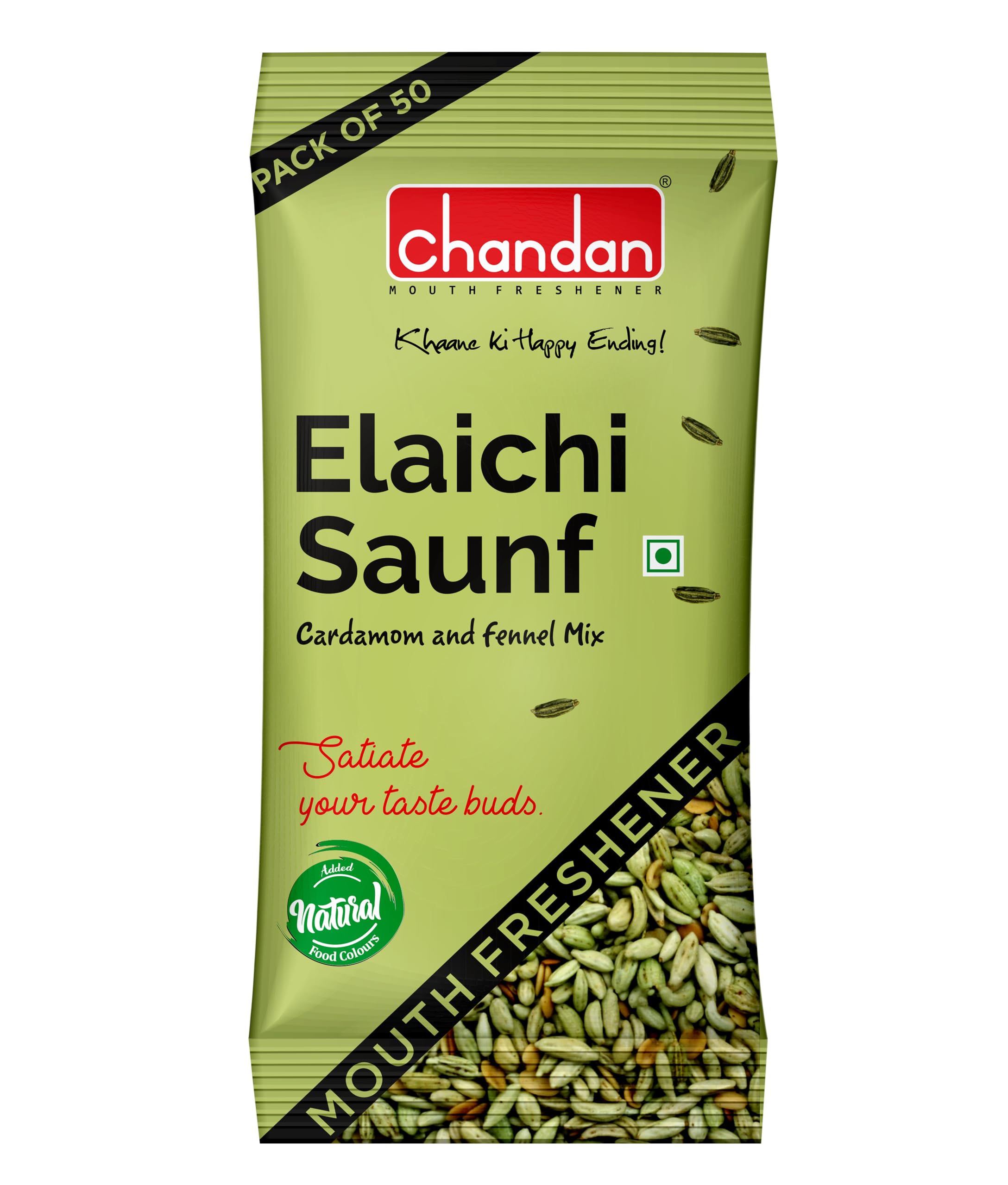 Chandan Mouth Freshener Elaichi Saunf 50 Sachets Pack | Rich in Anti-Oxidants And A Delicious Mukhwas (Pack of 1)