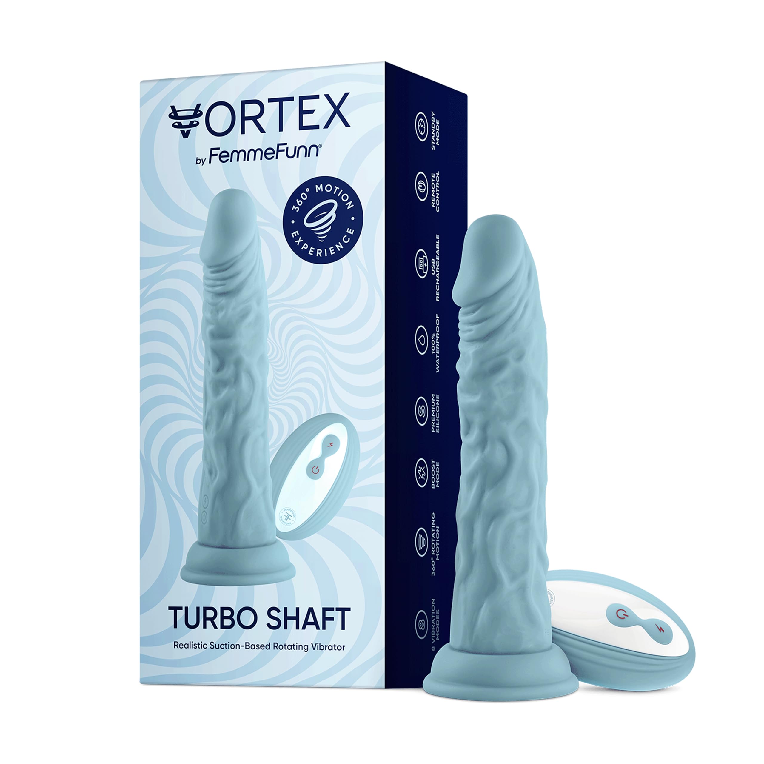Femmefunn Wireless Turbo Shaft Vibratori Light Blue 21,5 cm