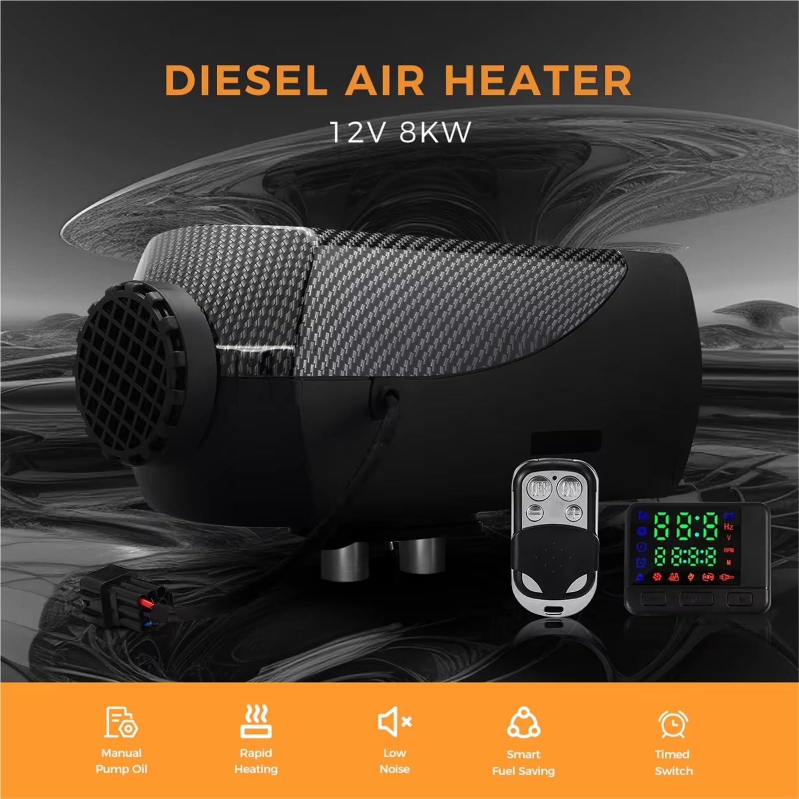 Riscaldatore per Auto 8KW 12V Riscaldatore per Auto Riscaldatore ad Aria Diesel Interruttore LCD per Auto Rimorchio Camion Riscaldatore di parcheggio Diesel