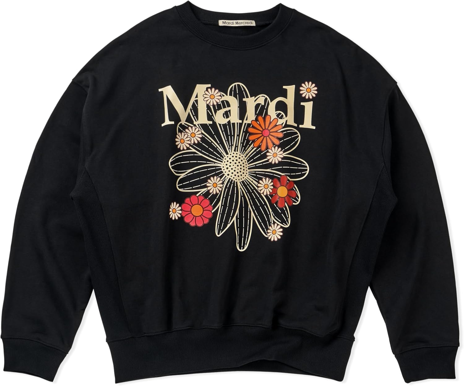 Women's FLOWERMARDI BLOSSOM Graphic Sweatshirt, 100% Cotton, Relaxed Fit Crewneck, Colorful Floral Print - Image 2