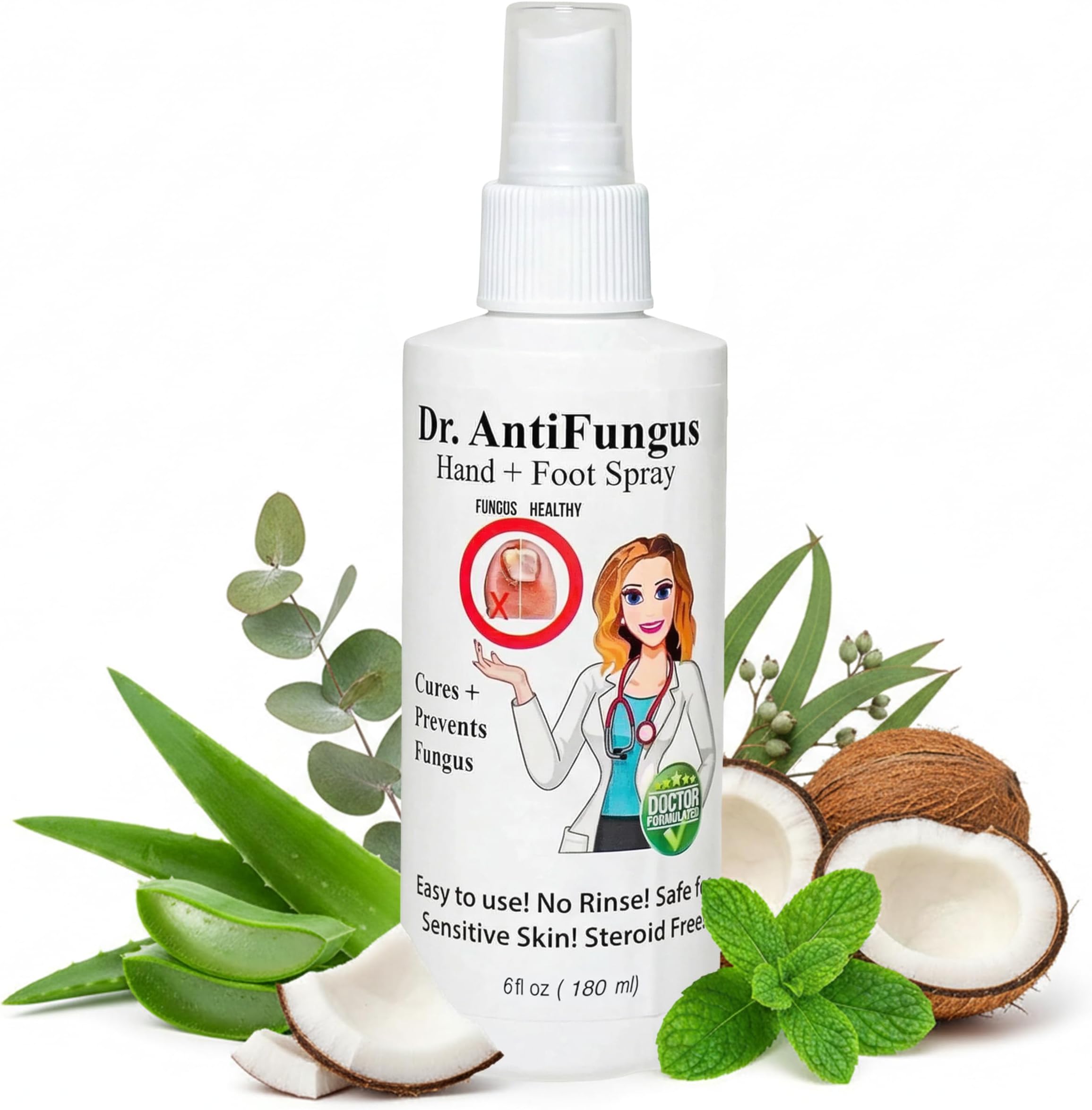 Hand & Foot Spray - Quick Drying Formula Solution - Helps For Itching, Burning, Scaling, and Discomfort - Hands, Feet, & Nail Soaking Solution - 6 fl oz