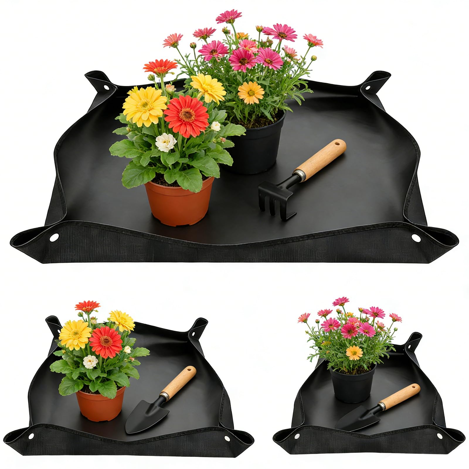 3 Pièces Tapis de Rempotage de Plantes 50x50cm/66x66cm/75x100cm Tapis de Jardinage Imperméable Tapis de Plantation de Jardinage Tapis de Transplantation Pliable pour Rempotage Semis Changement de Sol