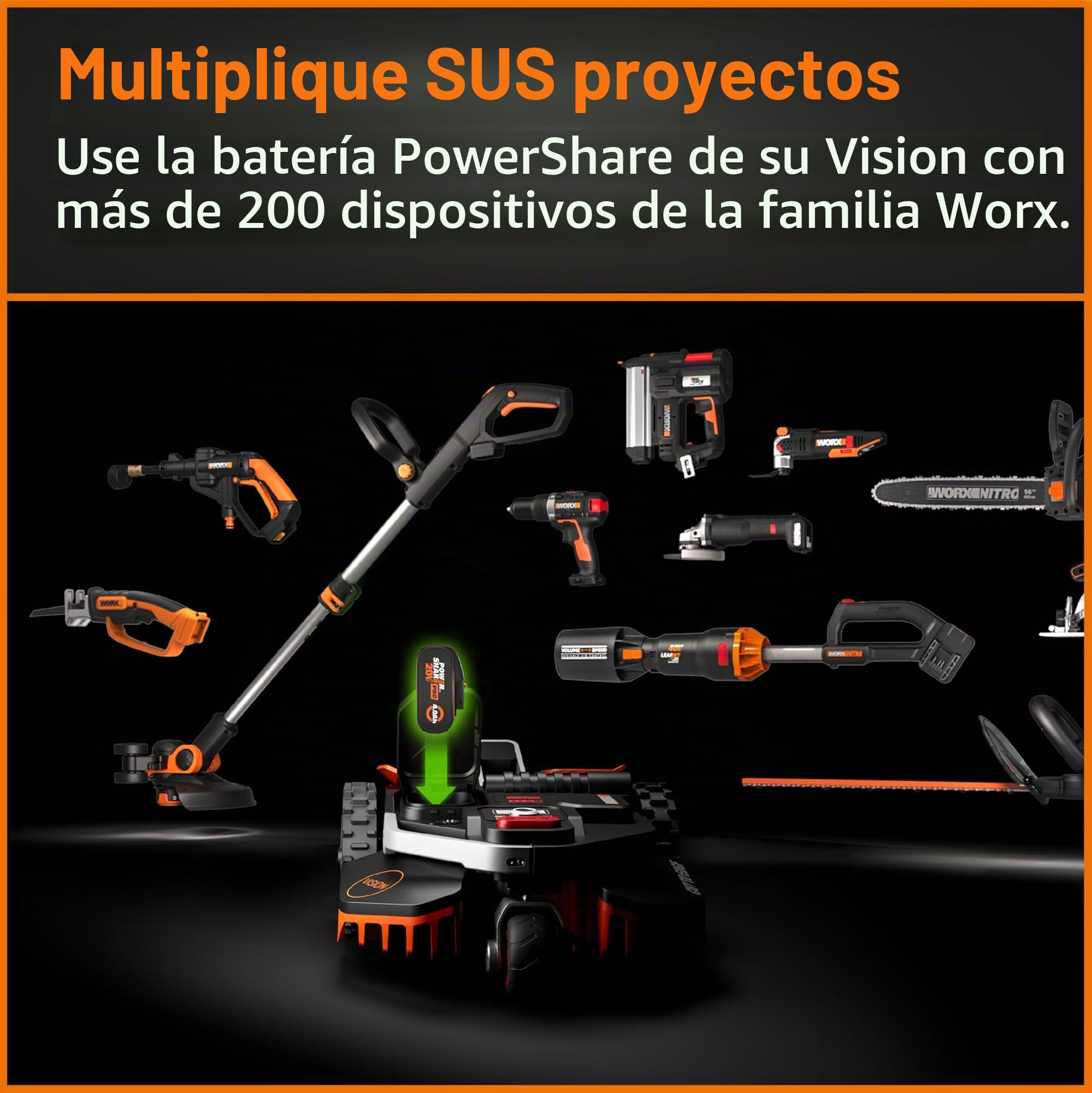 WORX Landroid Vision S250 WR202E Robot cortacésped para Jardines de hasta 250 m² – Robot cortacésped Inteligente sin Cable de limitación – WiFi y Bluetooth – prevención Activa de obstáculos con
