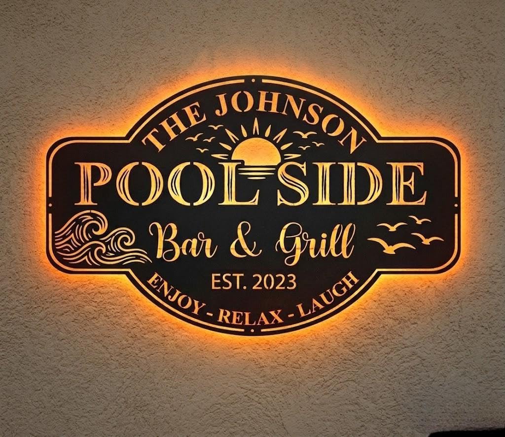 souleather Personalized Family Poolside LED Light, Swimming Pool Metal Sign, Poolside Oasis Sign Bar and Grill Sign, Patio Decor, Housewarming Gift
