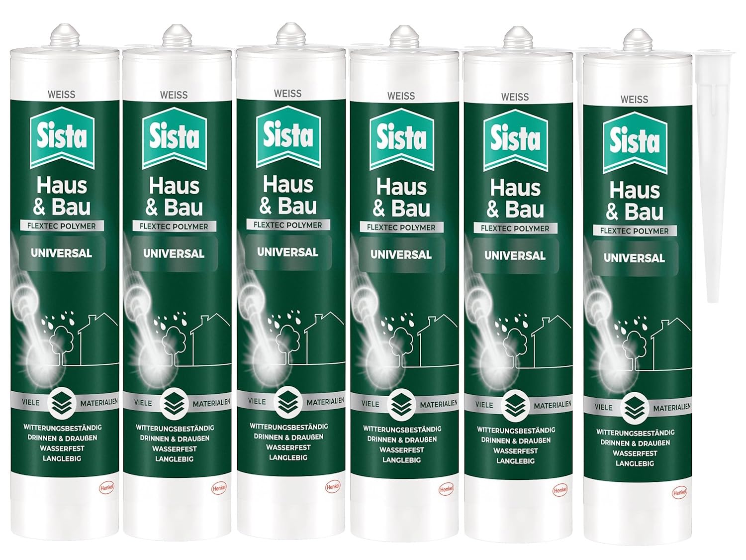 Sista Haus Universal, Kartusche, weiß, 6x 280ml | Universal Acryl-Dichtstoff Weiß – für vielseitige Anwendungen innen & außen