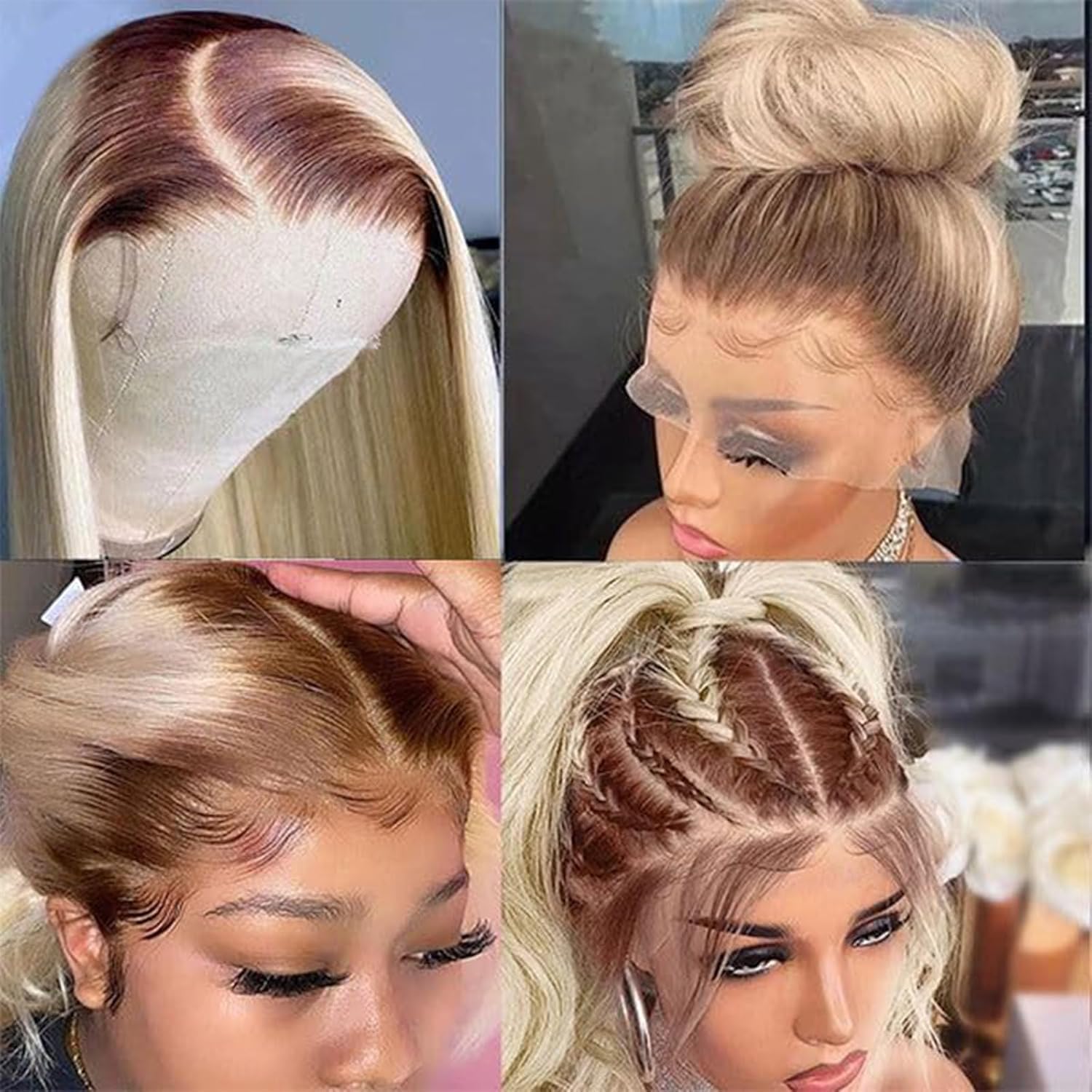 4/613 Ombre Blonde Lace Front Wig Human Hair Shiny Golden Body Wave Human hair Wigs For Women Breathable 13x4 UHD Transparent Lace Cap Early Summer Wig 18 Inches