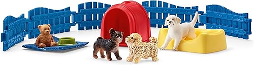 Schleich Farm World Puppy Pen - Juego educativo de 13 piezas para niños de 3 a 8 años