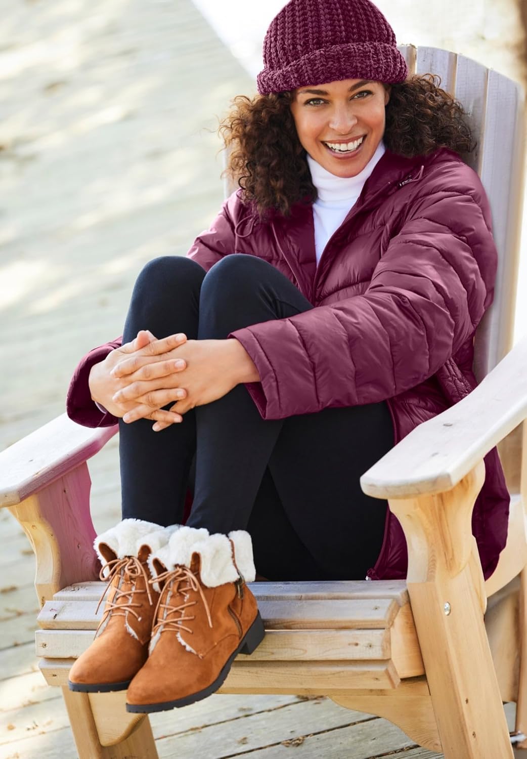 Woman Within Plus Size Packable Puffer Jacket