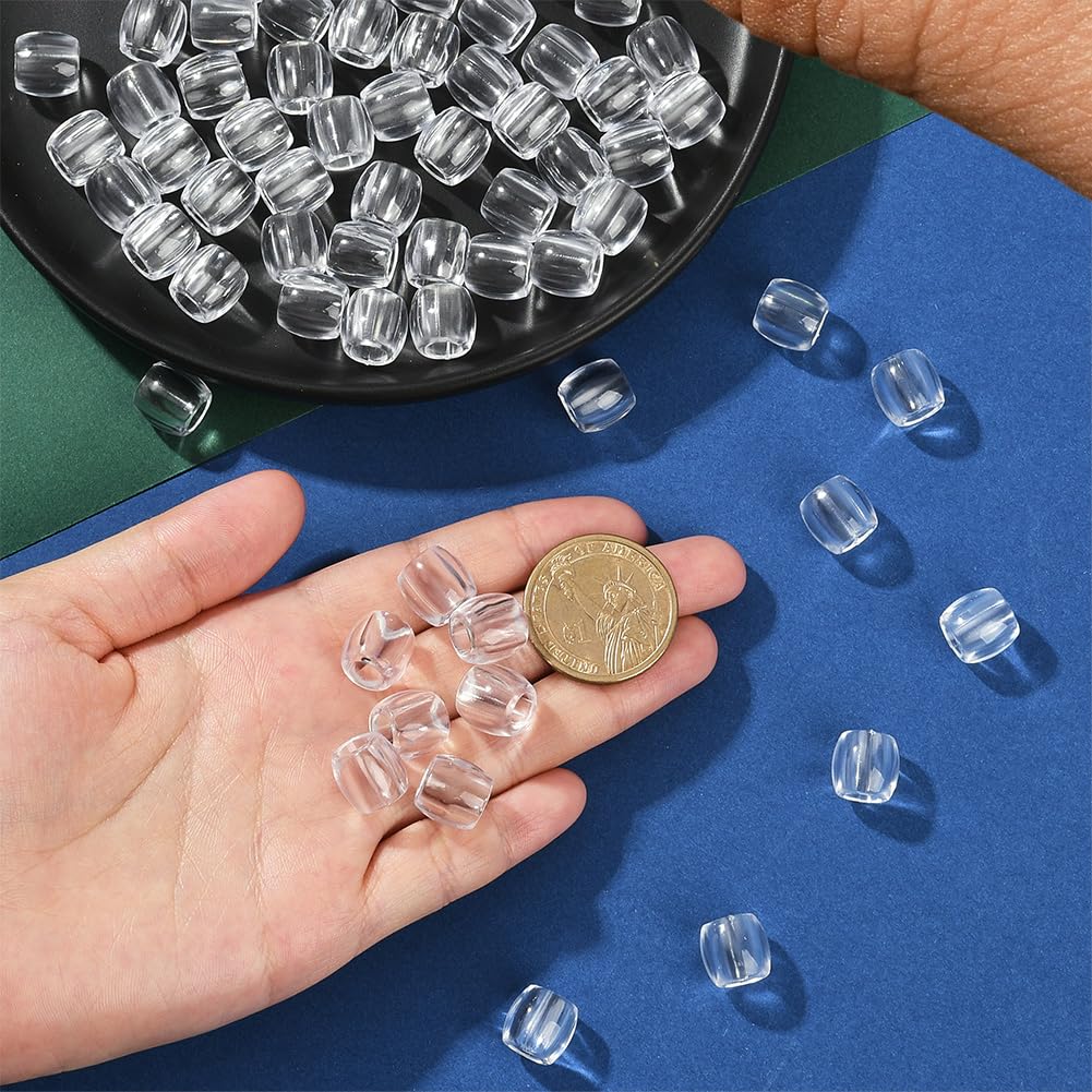 SUNNYCLUE 1 Box 120Pcs Clear Hair Bead Large Hole Pony Beads Bulk 1.2 x 1.1cm Transparent Resin Jumbo Braids Loc Dreadlock Loose Spacers Hair Accessories for Jewellery Making Bracelets DIY Crafting - Image 4