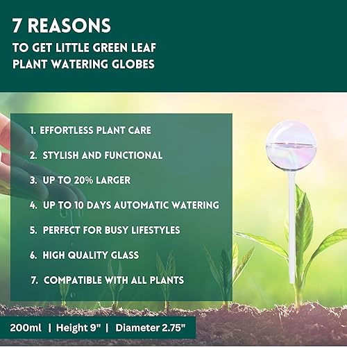 Miniatura 5 de LGL - Globos de riego para plantas, globos de riego automático. Insertos decorativos de riego automático hechos de vidrio duradero soplado a mano.