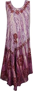 Womens Purple Tank Dress Printed Bohochic Ethnic Style Summer Shift Dresses XXL