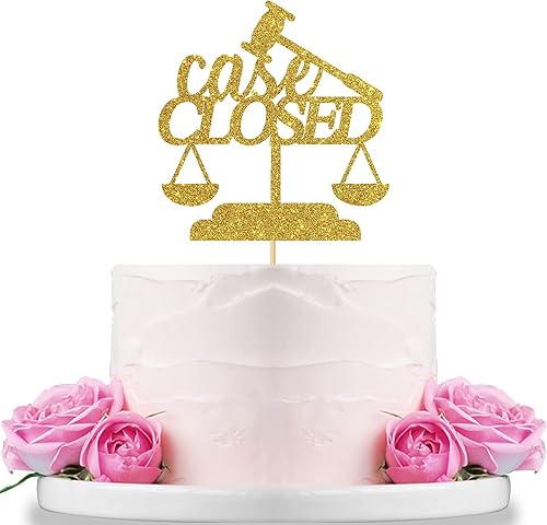 Caja dorada con purpurina para decoración de pastel para felicitaciones graduadas y graduadas de facultad de derecho, abogado de escuela secundaria,