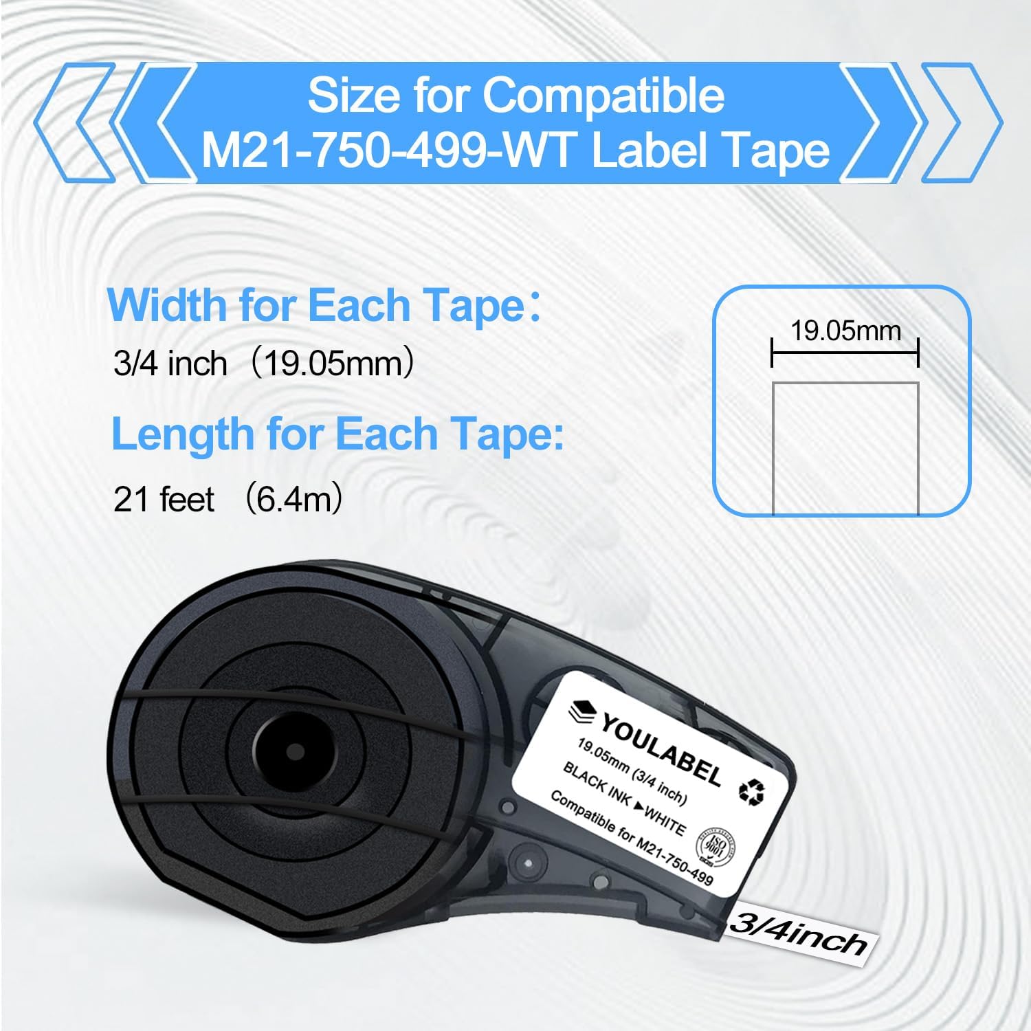 M21-750-499 Label Tape Compatible Label Tape Replacement for (M21-750-499) Nylon Label for General ID, Black on White- Designed for M210, M210-LAB, M211, BMP21-PLUS Printers, .75" W 16' L(3 Pack)