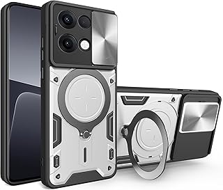 جراب حماية منزلق مقاوم للصدمات من بولي يوريثين مقاوم للحرارة وبولي كربونات مزود بحلقة بنقشة سي دي، ومتوافق مع موبايل أوبو رينو شبكة الجيل الخامس 5G، فضي، من انبلاك