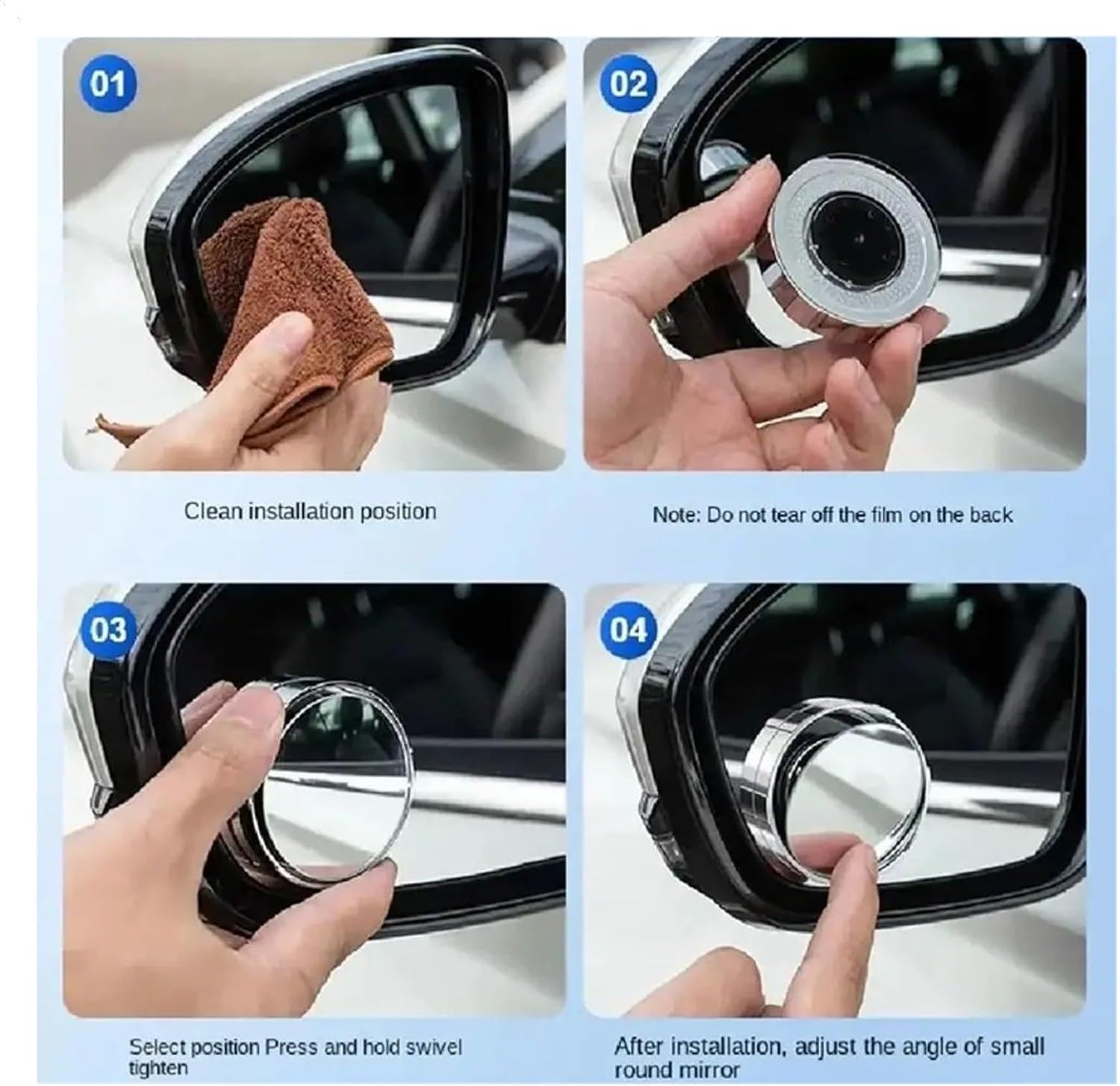 1 Pair 360 Degree Rotation Car Auxiliary Rearview Mirror Adjustable Blind Spot Mirror Suction Cup Reflector(Silver)