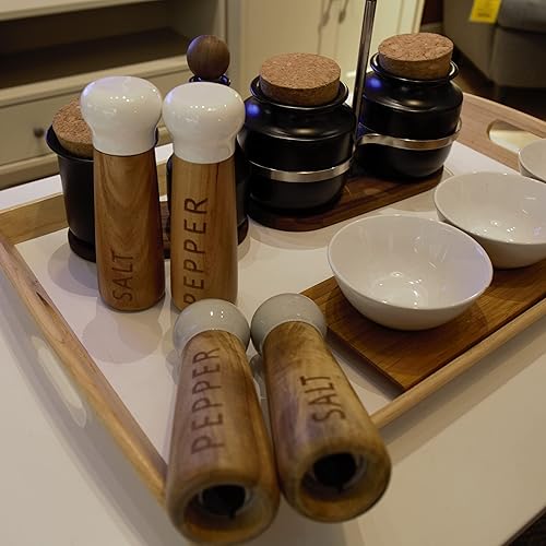 Miniatura 6 de Tessie & Jessie Wooden Salt and Pepper Grinder Set, Premium Acacia Wood, 8" Elegant Refillable Salt Pepper Mill, Salt & Pepper Shakers for Top