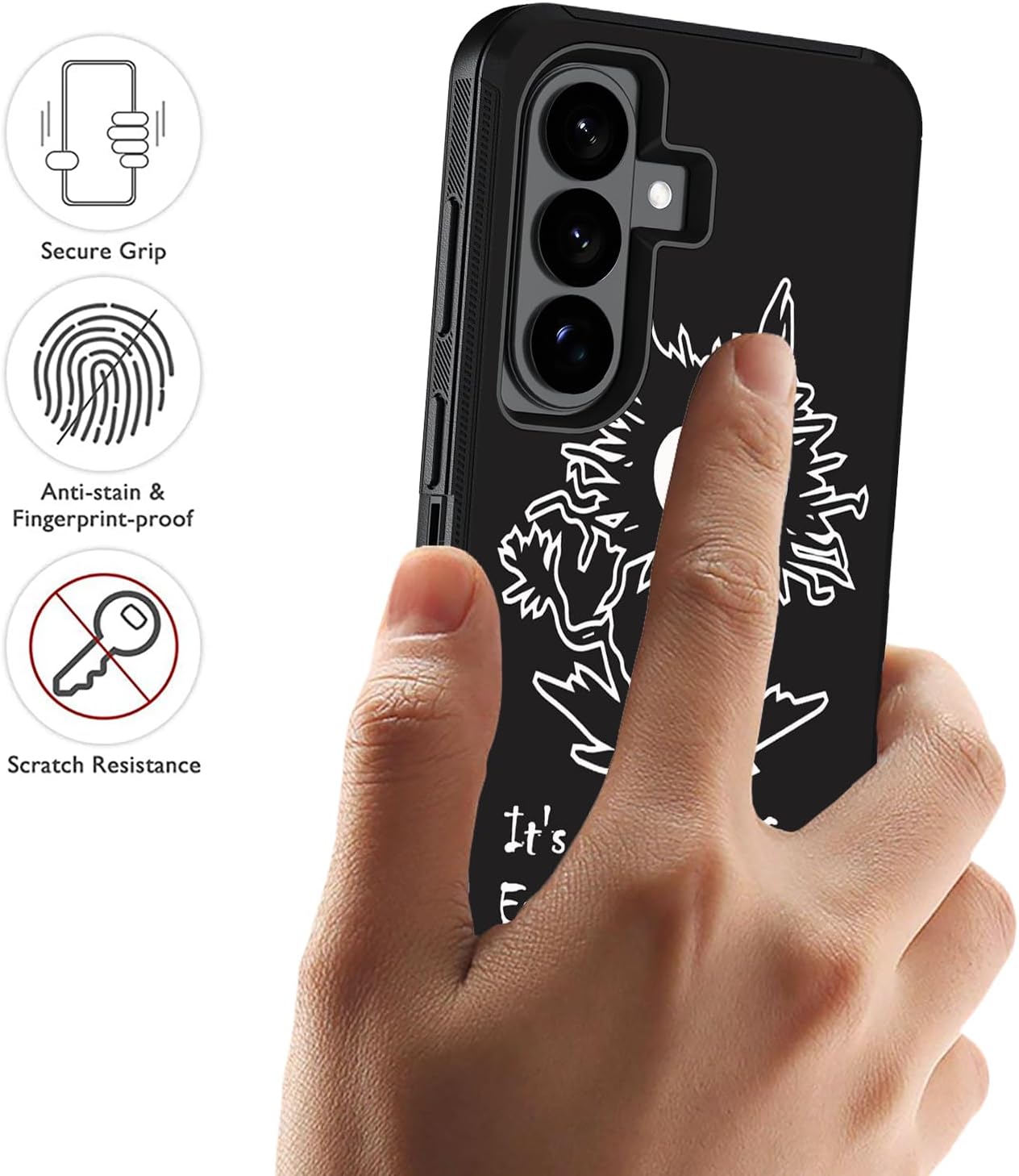 Case for Samsung Galaxy S26 Plus/ S25 Plus/ S24 Plus 6.7 Inch, Heavy Duty 3 in 1 Hybrid Shockproof Drop Full-Body Protective Cover, Funny Cat - It's Fine I'm Fine Everything is Fine image 5