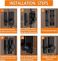 Vista 7 de Paquete de 2 cerraduras blancas para puerta de granero de 180 grados, contraseña de 3 dígitos, cerradura mecánica de contraseña, pestillo abatible