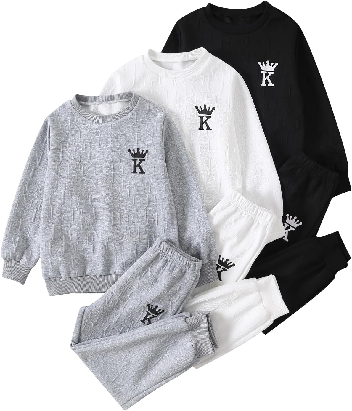 Boys Clothes Knit Outfits-6 Piece Long Sleeve Sweatshirt SweatPant Clothing Set 4-12Y