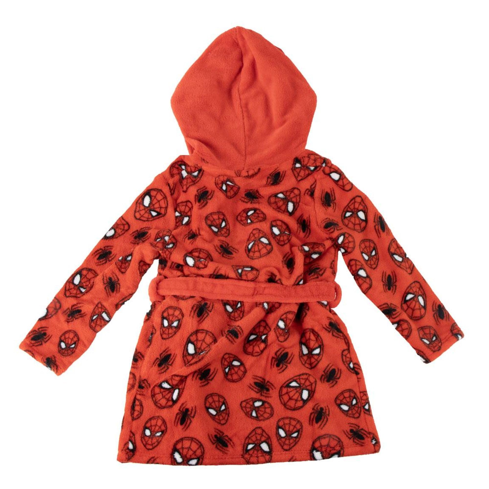 Batín Spiderman suave niños y niñas con capucha y cinturón – Bata casa Spiderman calentita y cómoda con tejido tipo polar y diseño oficial