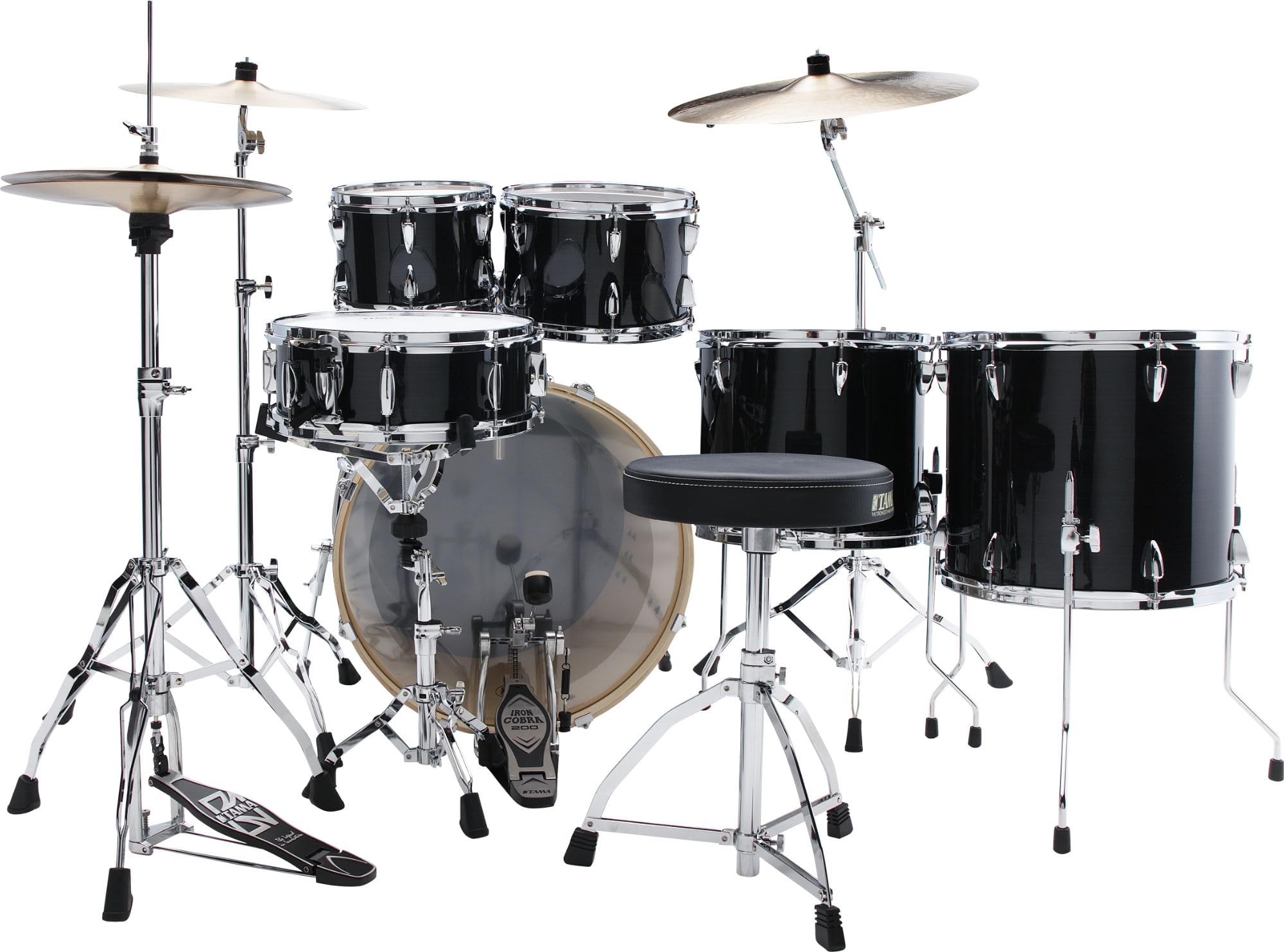 TAMA Imperialstar Drumset 6-teilig Hairline Black mit Becken & Hardware Set