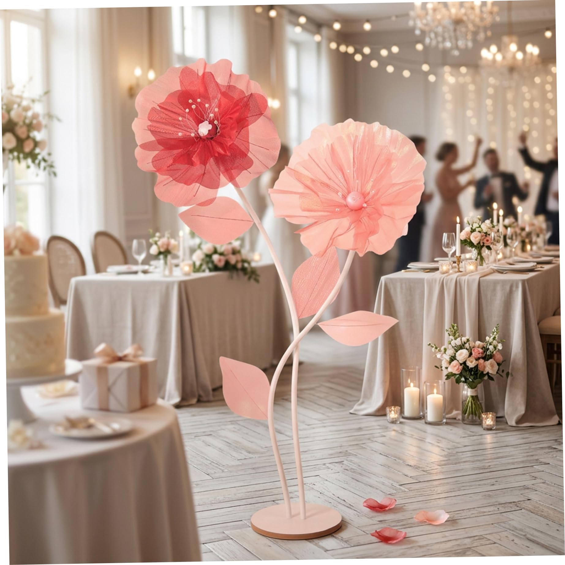 Fleurs géantes scintillantes 63 pouces pour embellir un coin photo de mariage