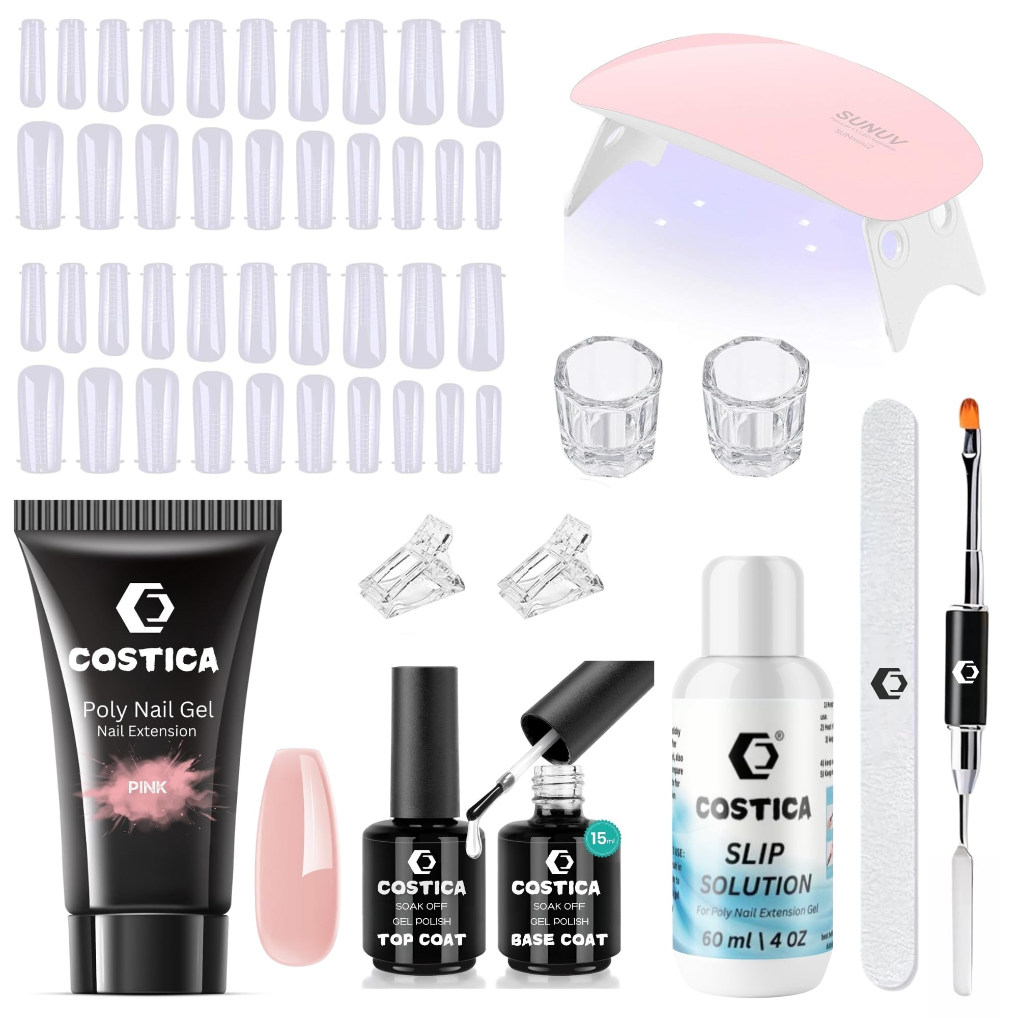 COSTICA Poly Nail Gel Extension Kit for Builder Gel, UV Nail Art Kit, Nail Extension Set, Glue-Free Manicure and Pedicure Set-image-43