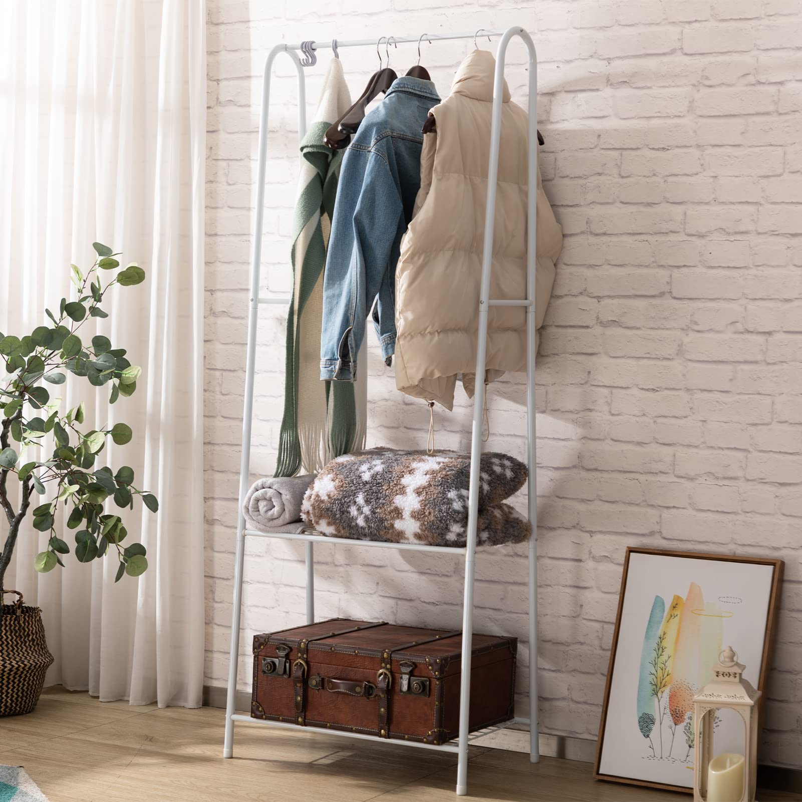 Buy MATICO Metal Clothing Garment Rack with Shoe Shelves, Clothes