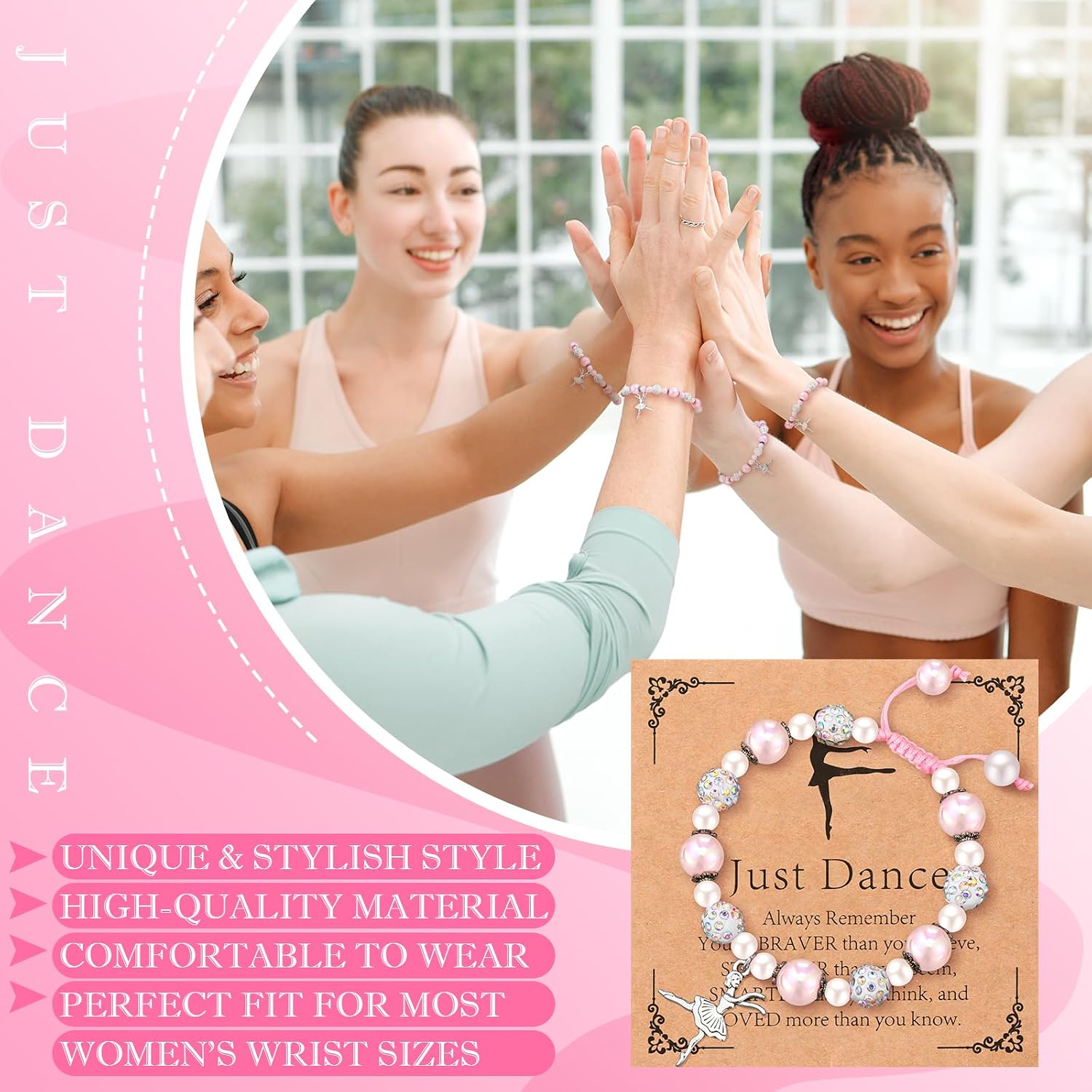 Ecation 12 Sets Dance Recital Gifts for Women Sparkly Dance Bracelets Ballerina Jewelry Team Gifts Ballet Stuff Ballerina Bracelets for Dancing Competition Prizes Ballet Dancers Friends Mate