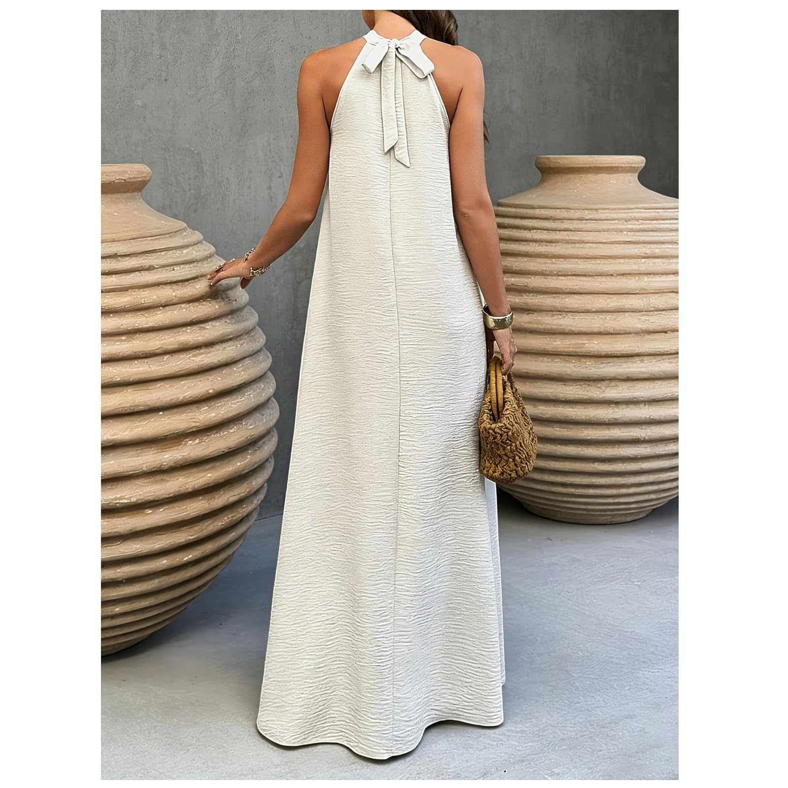 Vestido Largo Largo de Verano, sin Mangas y sin Mangas de Estilo vacacional para Mujeres