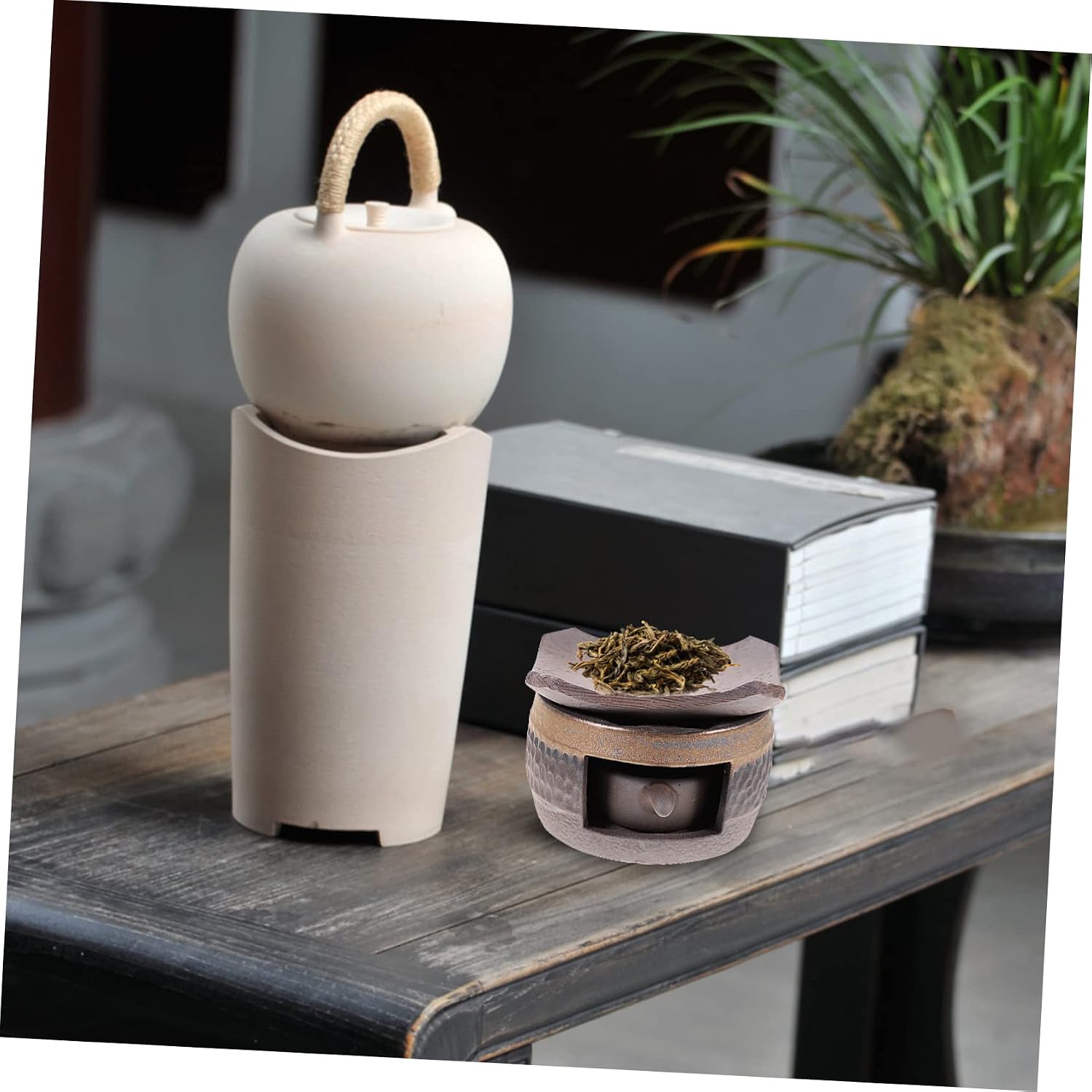 Garneck 1 Set Ceramic Roasted Tea Stove Tea Warmer Heater Candle Holder Ceramic Tea Light Warmer Mug Warmer Tea Stove Warmer Teapot Warmer with Candle Stand Tea Cup Warmer Ceramics
