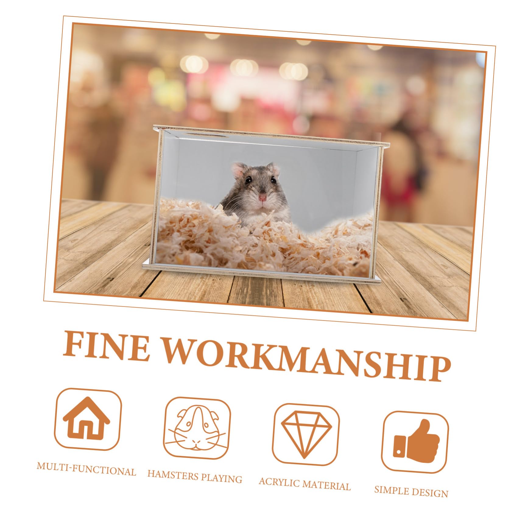 Sandbad Leicht für Zuhause für aus Holz Praktisch Acryl und Dekorative Sandbadewanne mit Transparenter Seite Hamster Meerschweinchen oder Tiergeschäft