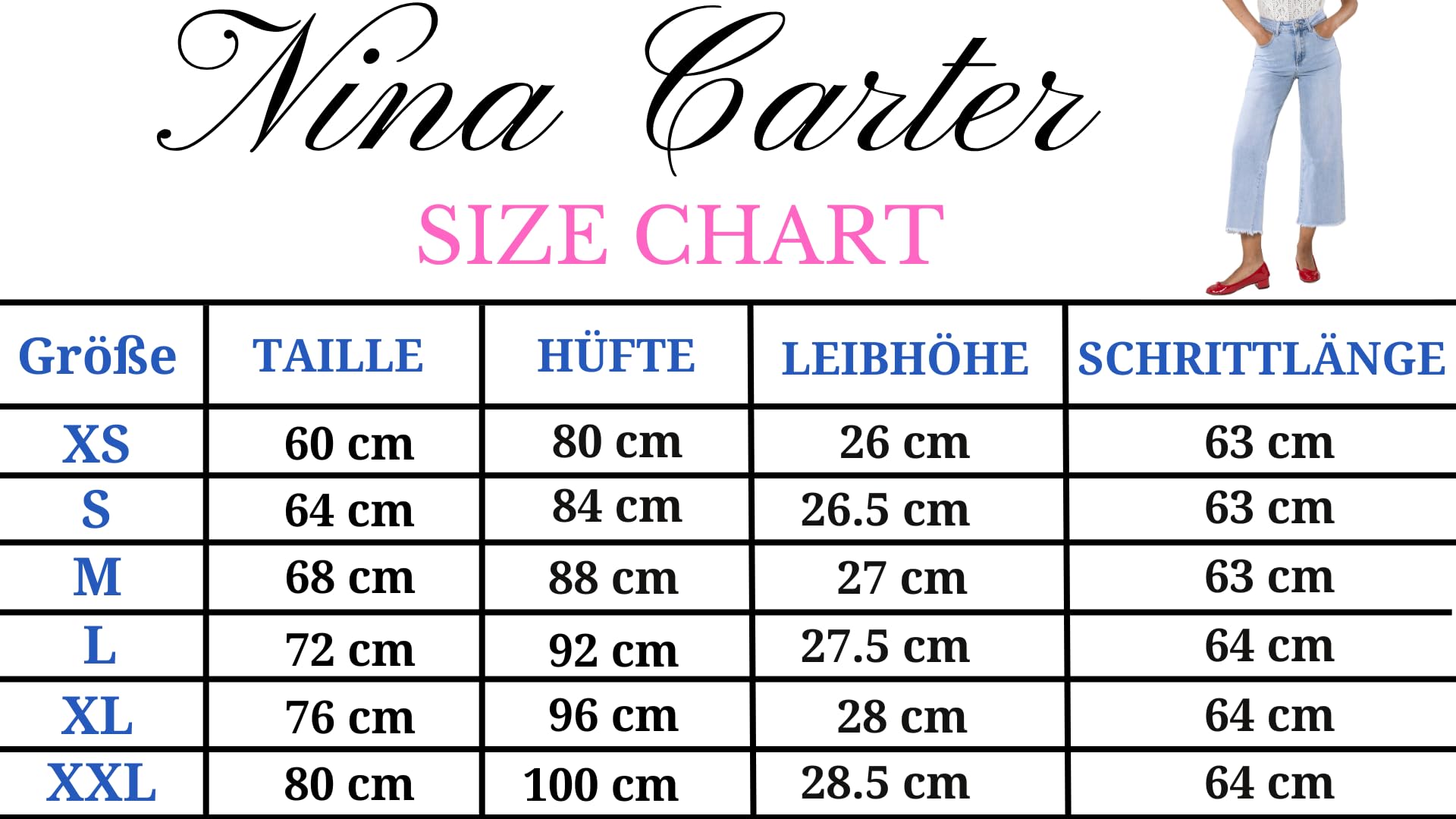 Nina Carter Q1850 damskie spodnie jeansowe Flared Cropped 3/8, dżinsy o wyglądzie "Used Look", wysoki stan