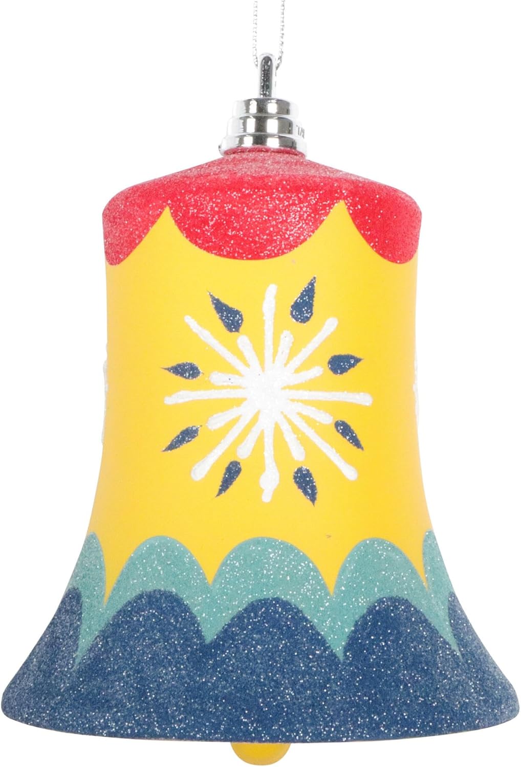 Vickerman 5.5" Yellow Hand-Painted Bell Ornament. Includes 3 Pieces per Bag.