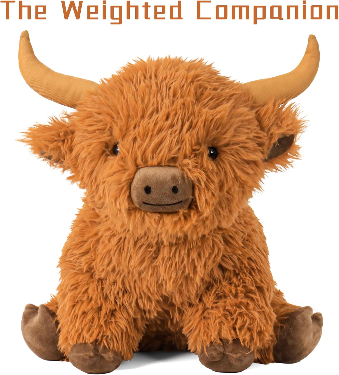 5lbs Highland Cow Weighted Stuffed Animals, 16in Tall Big Highland Cow Plush Toy, Soft Adorable Stuffed Animal for Kids and Adults Highland Cattle Gift Plushie Decor