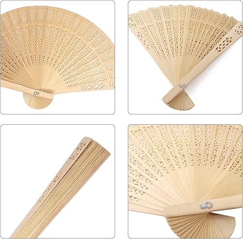 Miniatura 4 de Honbay 6 ventiladores plegables de madera, huecos de mano, decorativos plegables para bodas, cumpleaños, fiestas, decoración del hogar y recuerdos