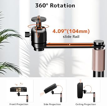 PUTORSEN Universal Projector Stand Height Adjustable & 360 Rotatable Mount with 1/4 Screw, Compatible with Projectors, Cameras, Webcams for Home, Office, and Outdoor Use
