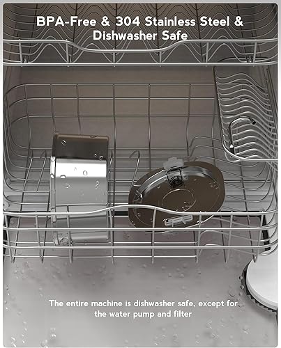 Miniatura 7 de Fuente de agua para gatos, fuente de agua para mascotas de acero inoxidable de 3.2L108 onzas para gatos y perros, dispensador de bebidas para