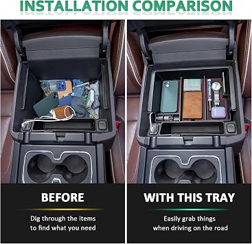 TOPINSTALL Red Full-Size New Center Console Tray Compatible with 2014-2018 Chevy Silverado/GMC Sierra and 2015-2020 Chevy Tahoe/Suburban/GMC Yukon/Yukon XL (Full Console w/Bucket Seats ONLY)