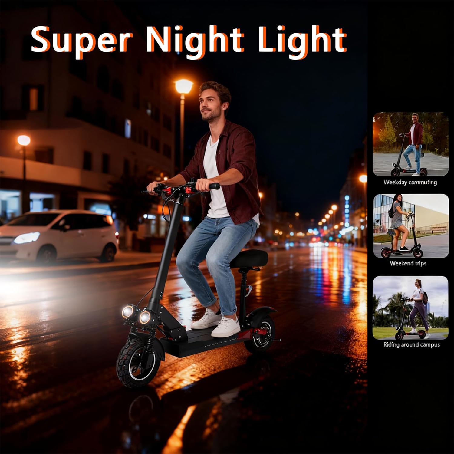 1000w Motor U7 Electric Scooter for Adults, Max 28 Mile Range, up to 28-30Mph E-Scooters 10" Off-Road Tire, High-Strength Aluminum Body & Long Battery Life, Foldable Commuting EScooter