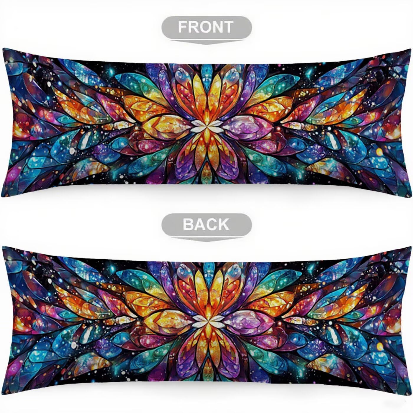 Poduszka do spania na boku 60 x 180, kolorowa poszewka na poduszkę 60 x 180 cm, poduszka do spania na boku, lniana, oddychająca i miękka, mandala, na sofę, do sypialni, dekoracja salonu B-4510