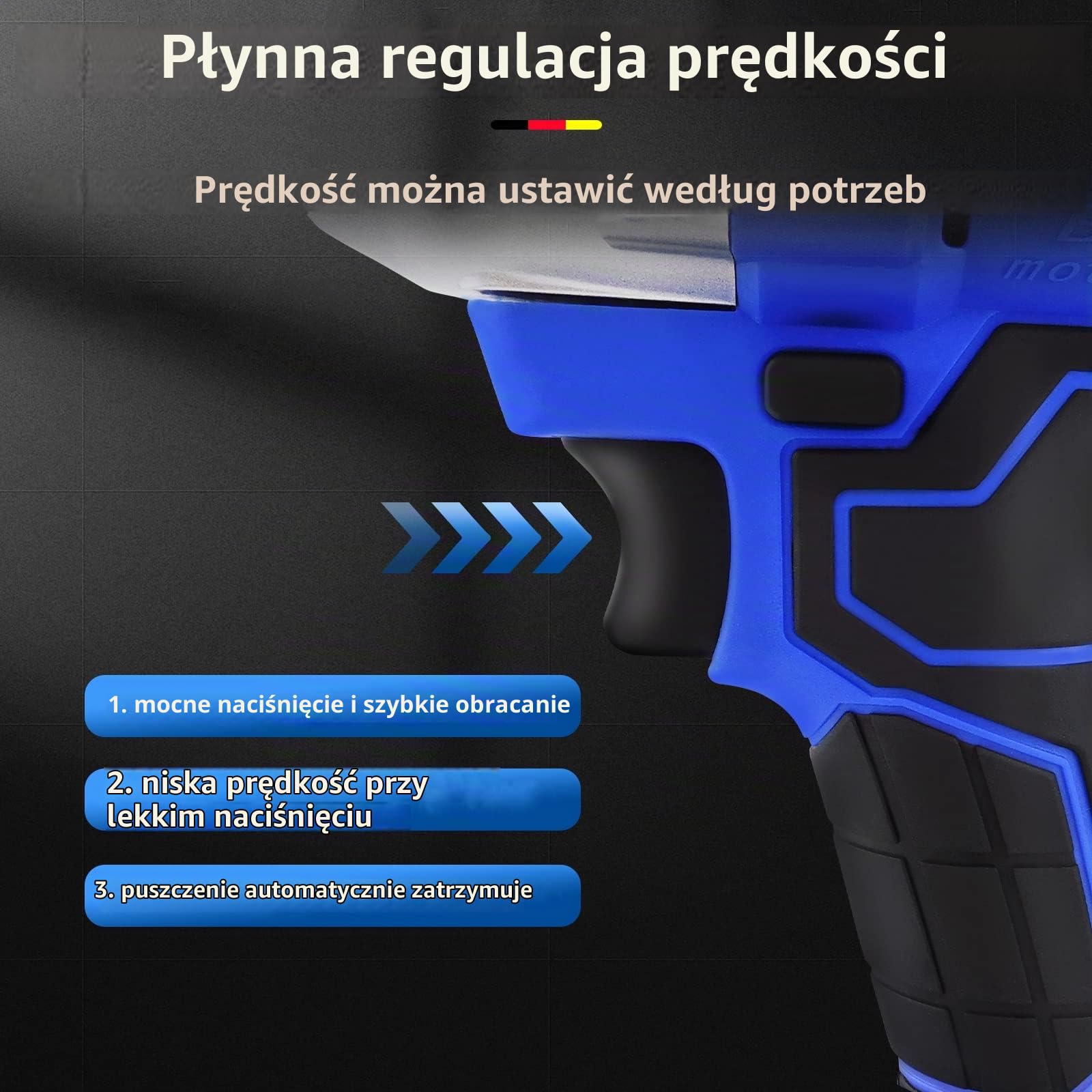 Akumulatorowa wkrętarka udarowy, pistolet 1/2, 3 w 1, bezszczotkowa elektryczna wkrętarka 420 NM, 2300 obr./min, klucz płaski z akumulatorem 6,0 Ah i ładowarką