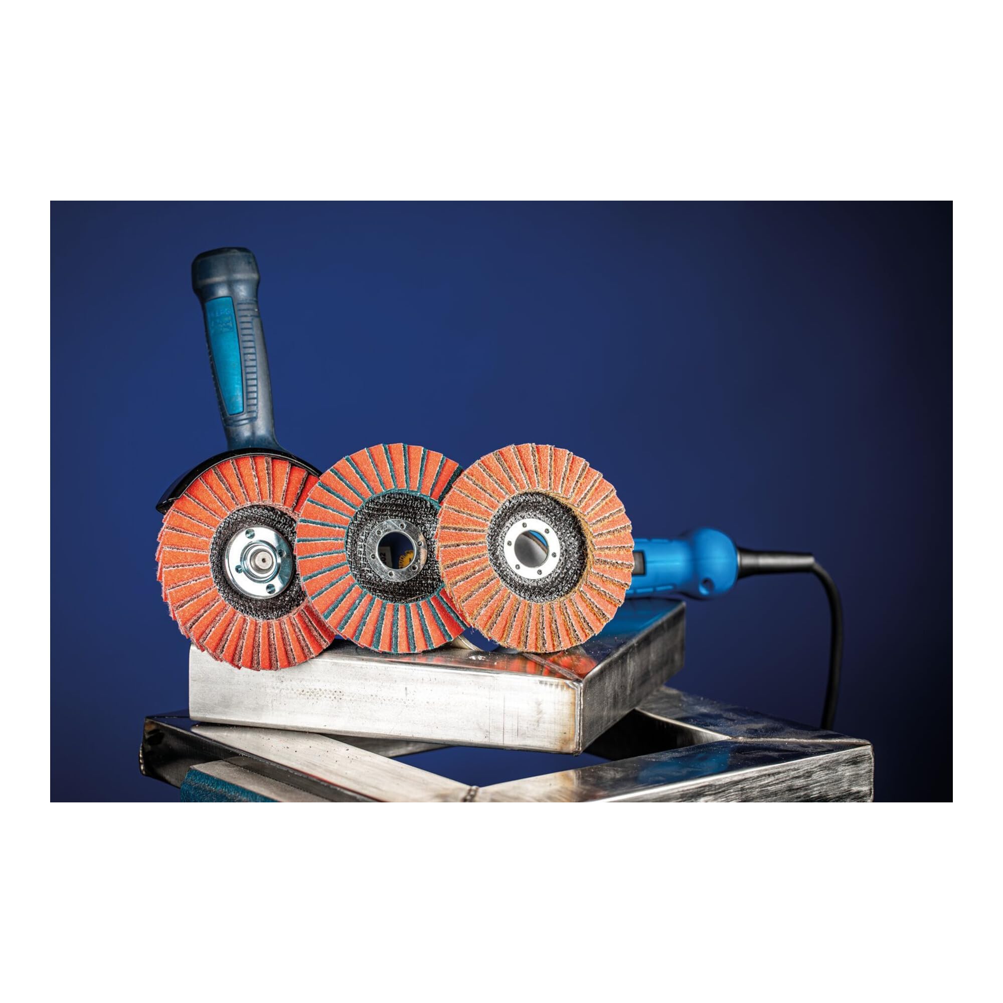 PFERD 44698006 POLIVLIES tarcze wachlarzowe zestaw PVZ, 3-częściowy | ceramika Ø 125 mm Ø otworu 22,23 mm CO 60/G, 80/M, 120/F | do szlifowania końcowego, korund A/C0-COOL