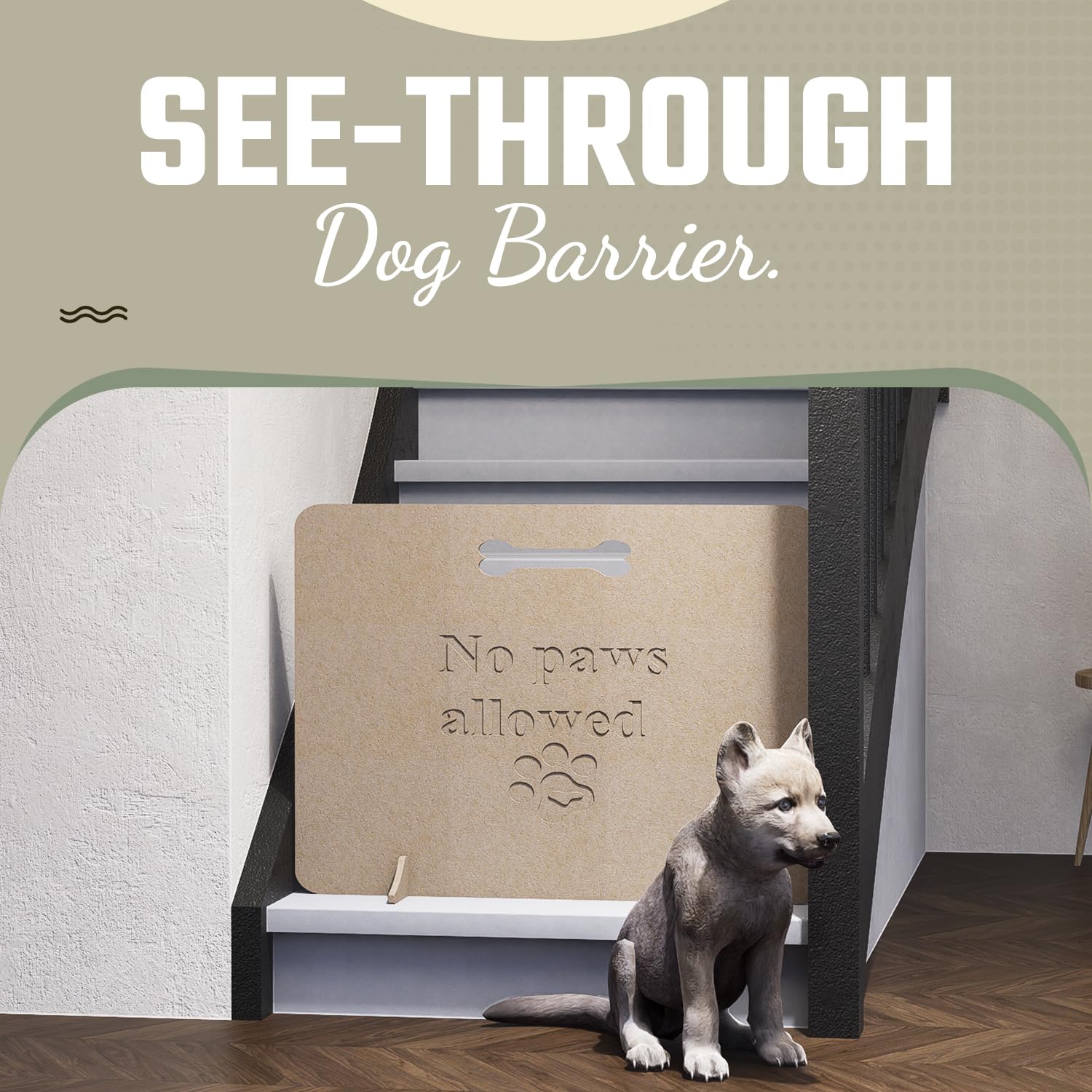 Barrera de madera independiente para perros, hogar, escaleras, puertas, tope para mascotas (51 x 75 cm, perros pequeños)