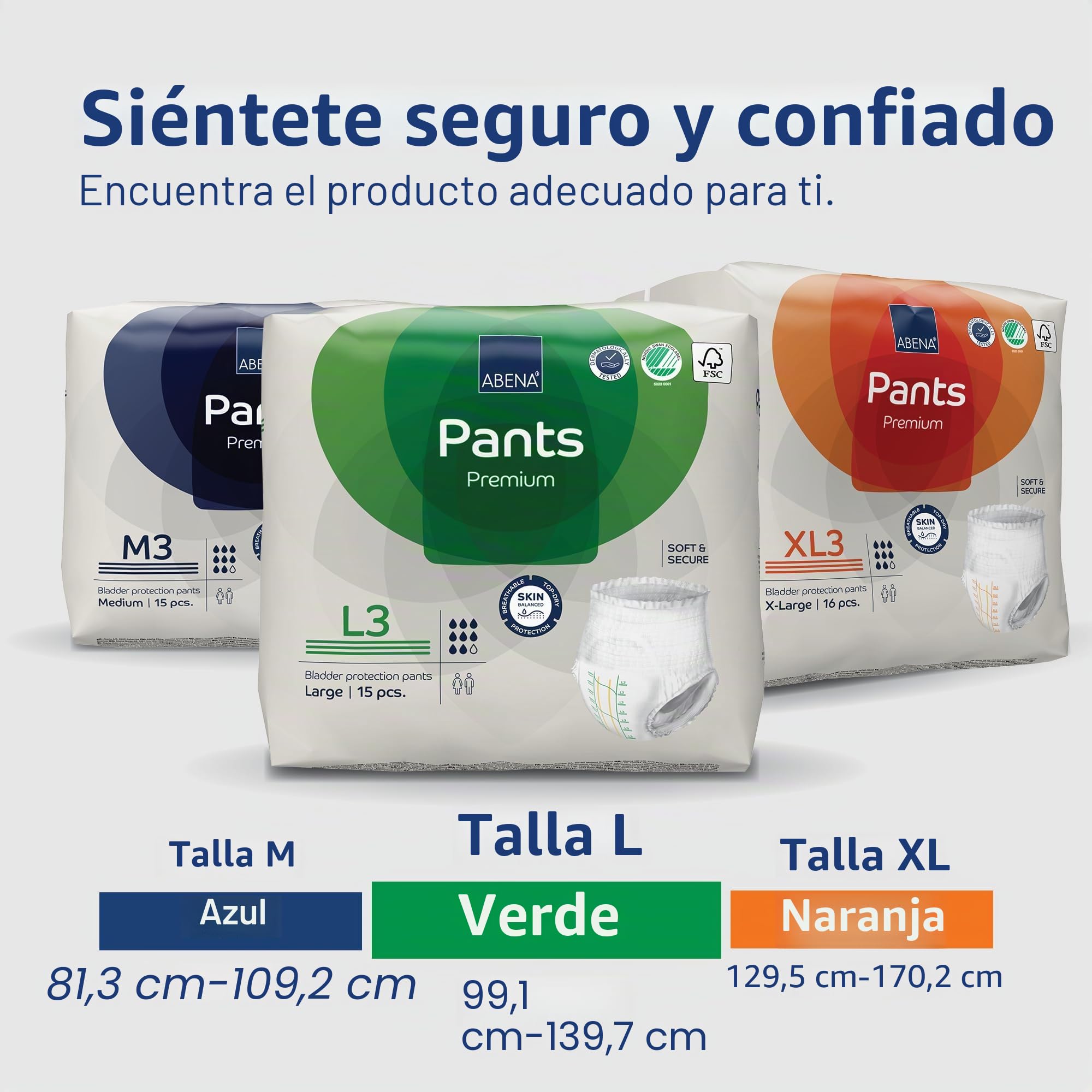 ABENA L3 - Pantalones de incontinencia para adultos, 6 paquetes de 15, 2400 ml | Pack 6 x 15 Un