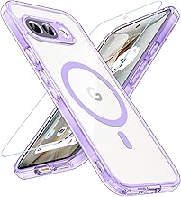 OWKEY für Google Pixel 9A Hülle, Magnetisch Handyhülle für MagSafe mit Schutz Glas Dünn Militärschutz Schutzhülle Case für Google Pixel 9A (Lila)