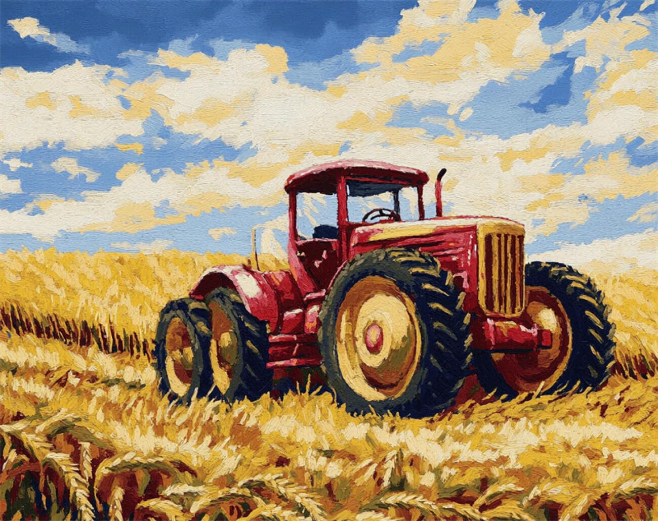 Axiangzik C Diy Embroidery Kits Wheat Field Tractor 11Ct 80X100cm