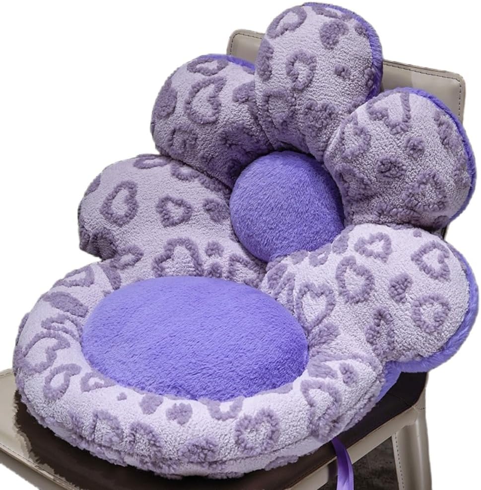 Flower Chair Cushion with Backrest Comfortable Office Chair Pad Student Dormitory Seat Cushion for Sedentary Group Home Decor (Purple, OneSize)