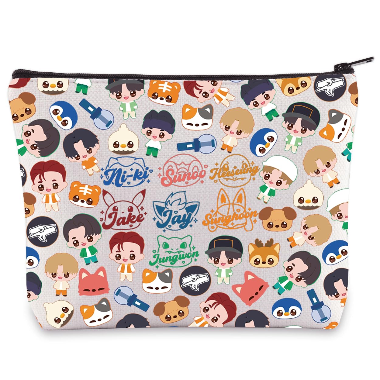 WZMPAK-Pop Jungwon & Heeseung & Jay Cosmetic Makeup Bag Jake & Sunghoon Fans Gifts Korean Sunoo & Niki Zipper Pouch Bag K-Pop Member Merchandise, Ni-ki Jake, Fit